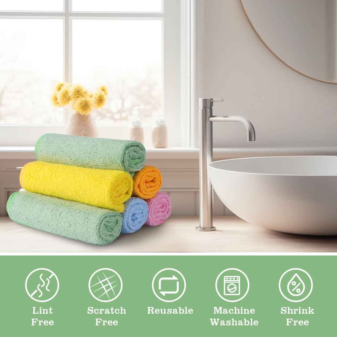 UNIMADE Washcloths - 20 Pack - Face Towels (12" x 12"), Highly Soft Wash Cloths and Hand Towels, Fast Drying Multi-Purpose Microfiber Cleansing Cloths for Bathroom, Hotel, Spa, and Salon - Multicolor