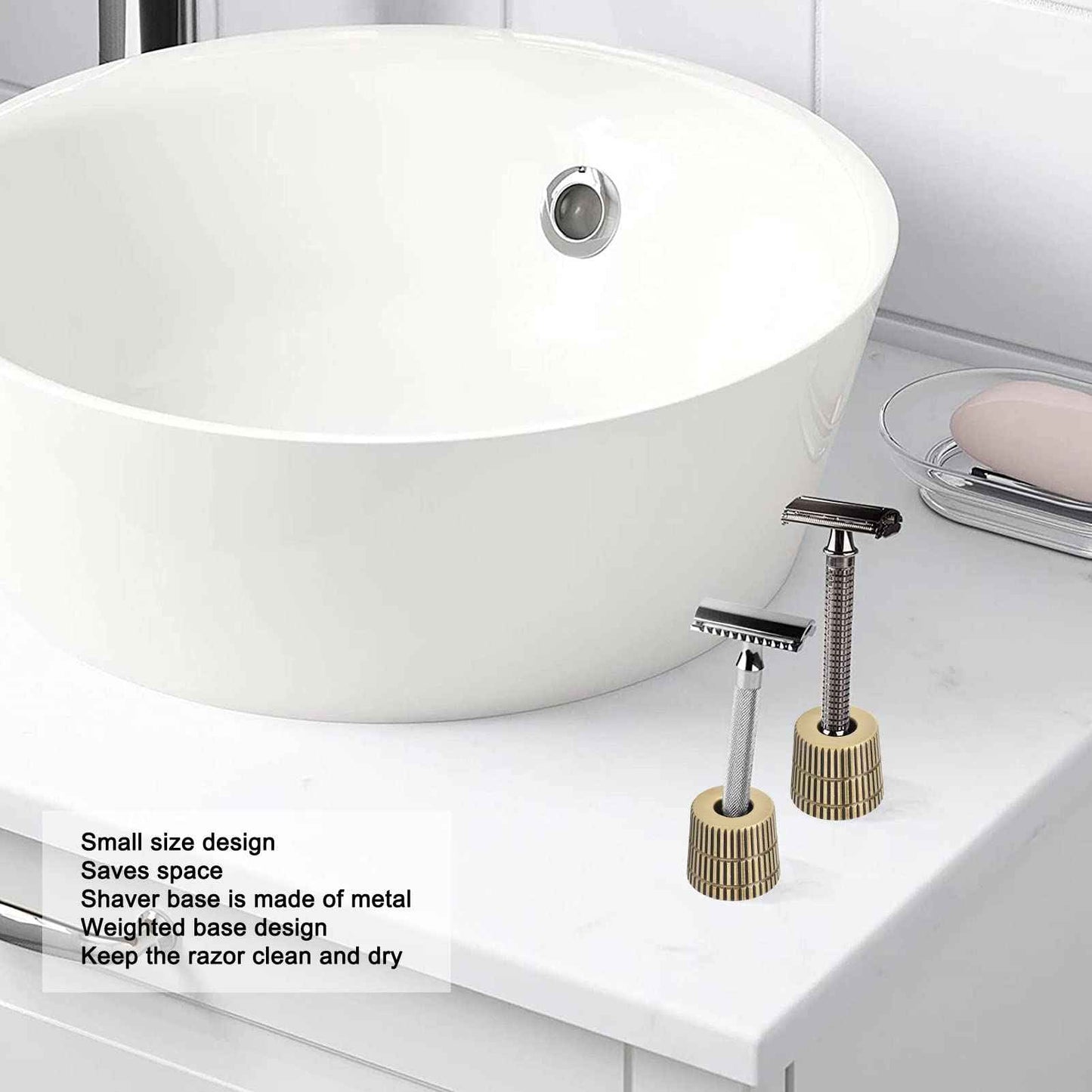 Brrnoo Metal Shaving Stand Base, Shaving Stand, Men Shaving Stand Double Edged Holder for Men Women, Safety Holder Base Shaver Accessories