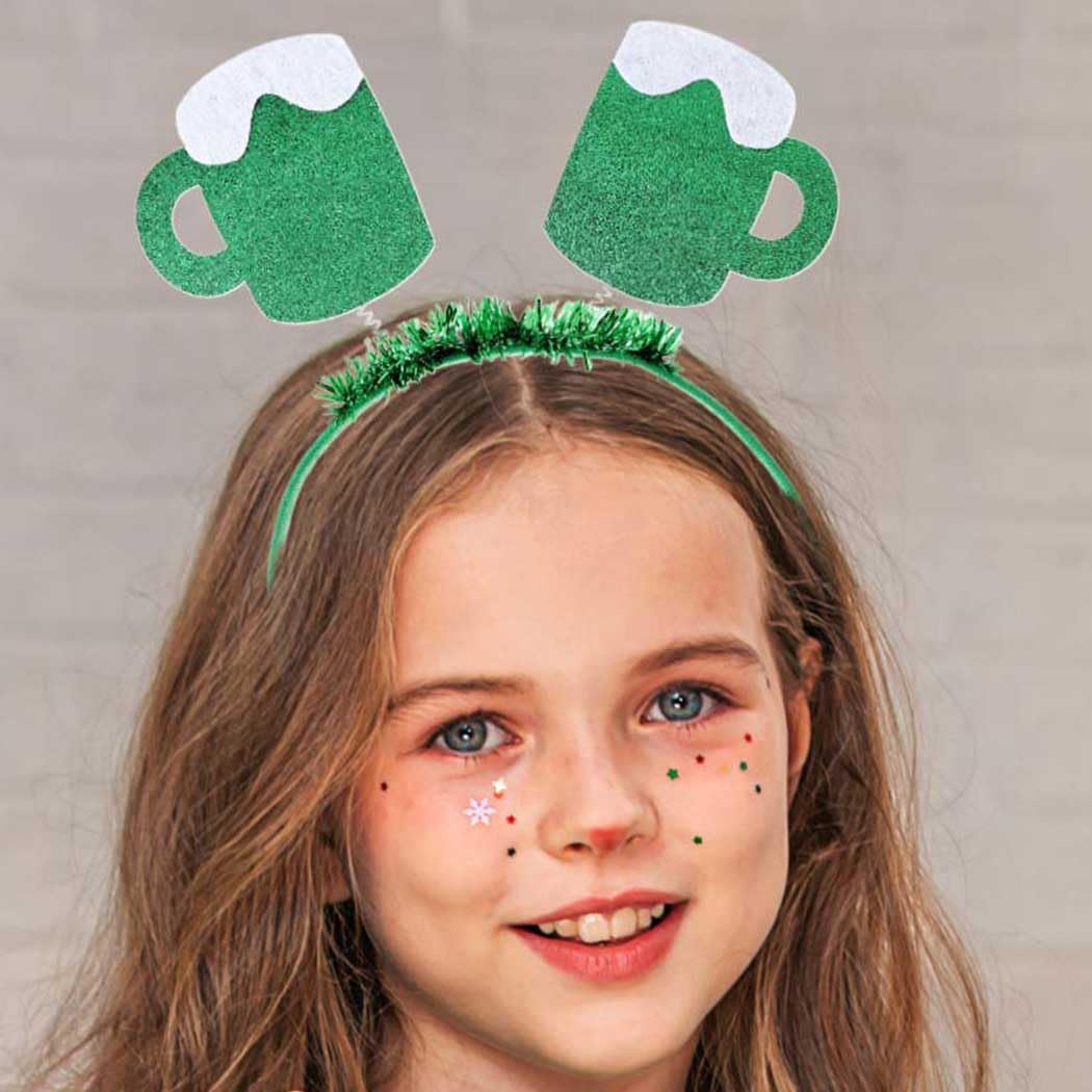 JEWEKY St Patrick's Day Headbands Irish Day Hairbands Beer Mug Headpiece Festive Holiday Hair Accessories for Women (Style 1)