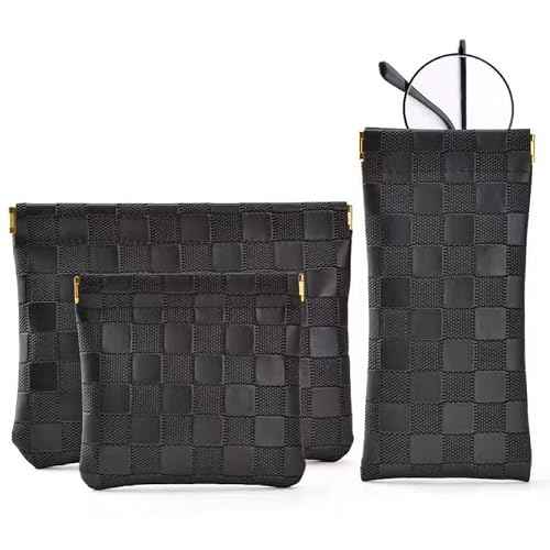 3PCS Small Makeup Bag for Purse£¬Waterproof Leather Portable Mini Makeup Bag,Snap Closure Organizer Pouch for Coin Cards Jewelry Lipstick Cosmetic Accessories£¬Small Travel Kit Storage Pouch