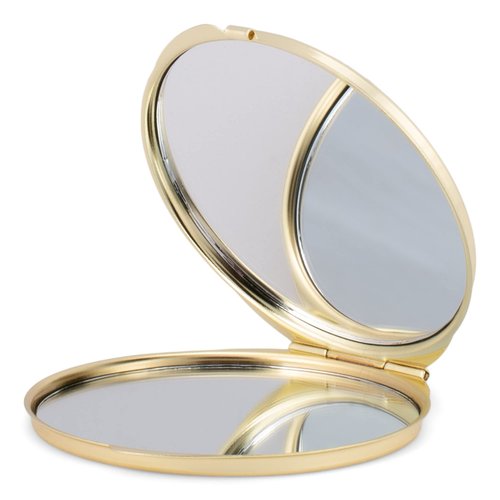 Cottage Garden Hand Painted Golden Metal Enamel Ornamental Vintage Hinged Lid Personal 3 Inch Makeup Beauty Double Sided Compact Travel Mirror with Bejeweled Crystals, Mermaid