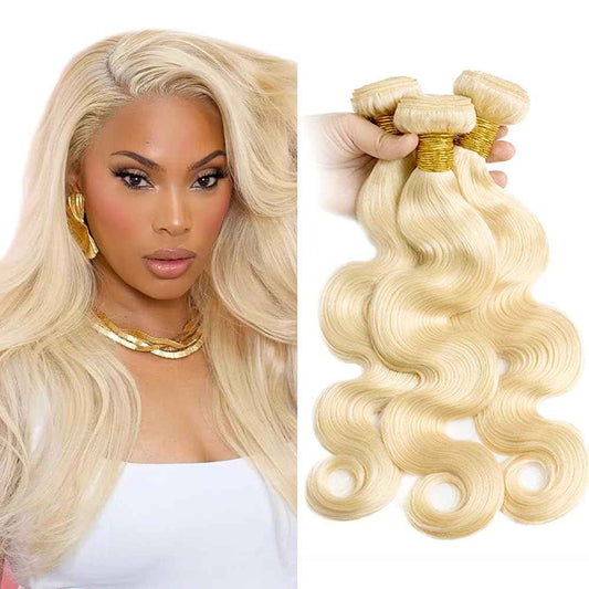 Blonde Bundles Human Hair 613 Body Wave 3 Bundles 16 18 20 inch Unprocessed Virgin 613 Blonde Bundle Human Hair Extensions AuokMar