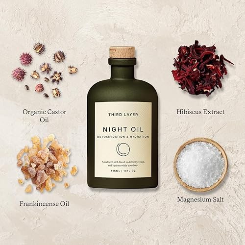 Castor Oil Body Oil ? 100% Organic, Cold-Pressed, Hexane-Free with Magnesium & Frankincense for Skin Hydration & Evening Self-Care, Night Oil (14 fl oz)