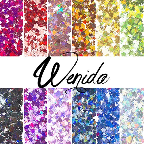 Wenida 12 Color Holographic Maple Leaf Glitter Cosmetic Set