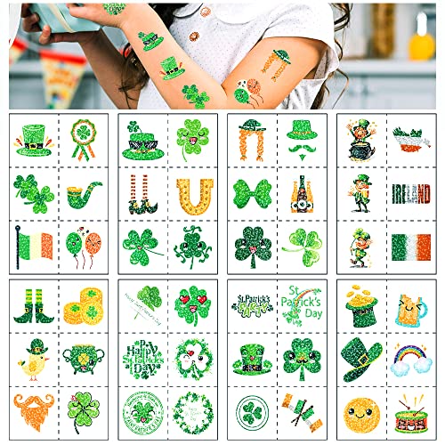 St Patrick's Day Glitter Temporary Tattoos, 48pcs