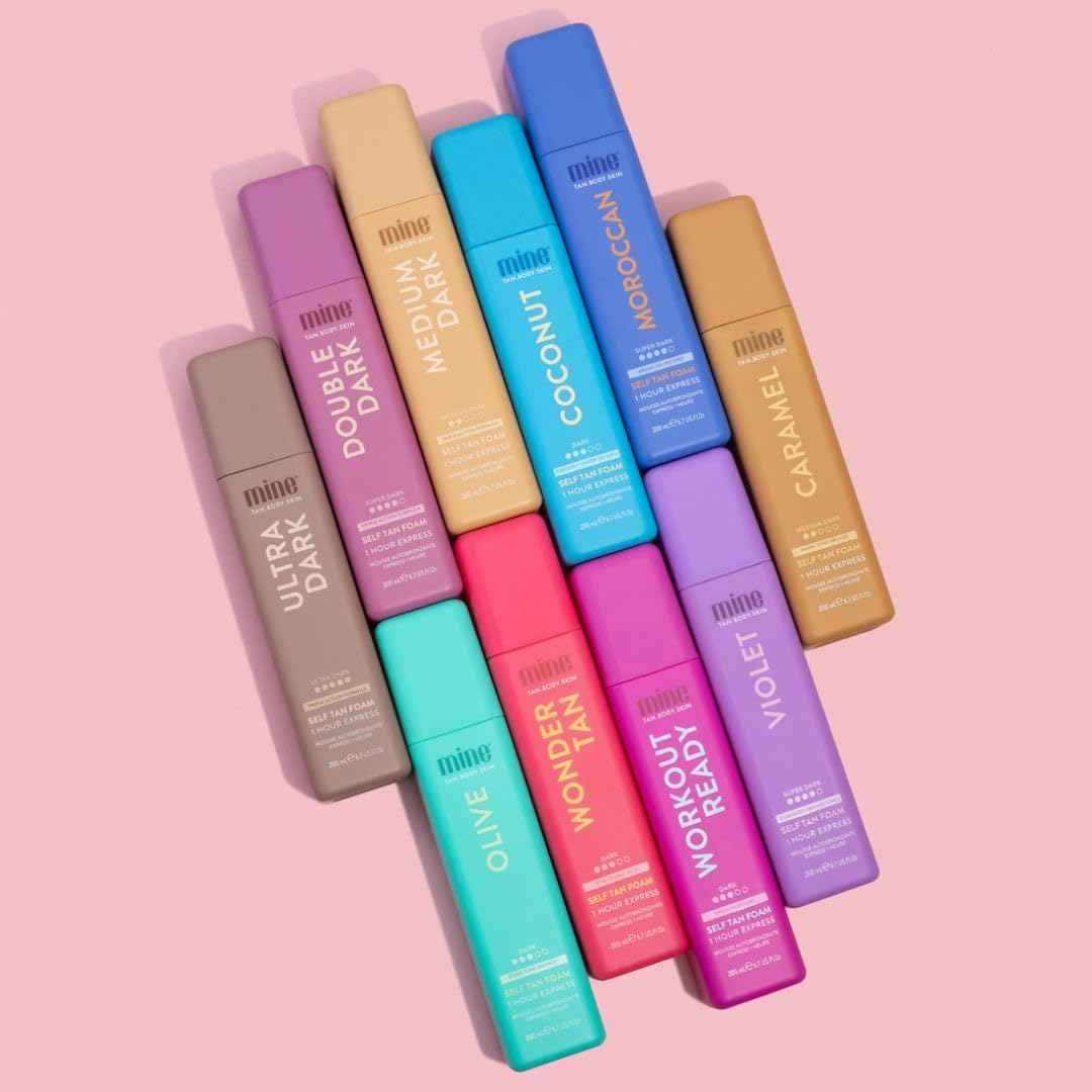 Minetan Olive Self Tan Foam | Color Base Collection - Dark Olive Bronze Finish, 1 Hour Express, Face & Body Fake Tanner, Complements All Skintones, Vegan & Paraben Free, 6.7 Fl Oz