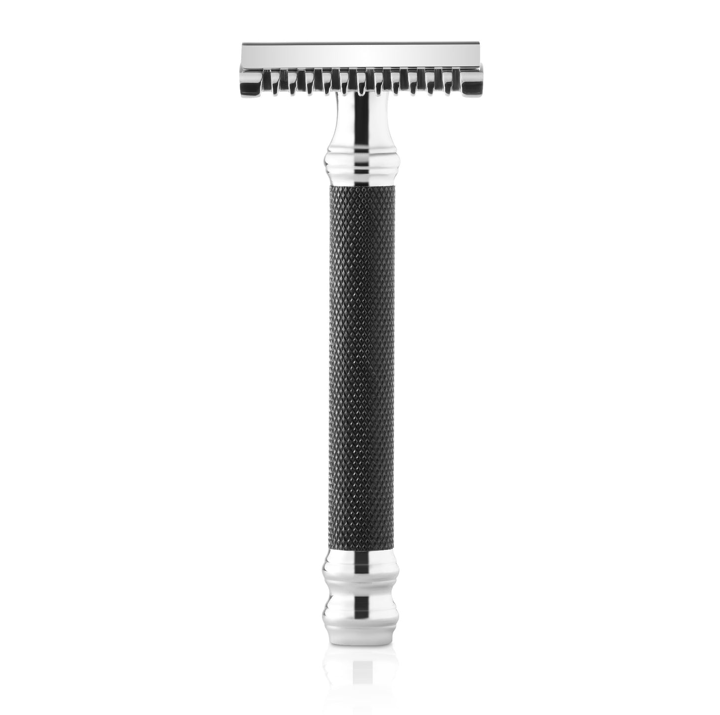 Parker Deluxe OPEN COMB Double Edge Safety Razor, Electroplated Brass Handle, 5 Blade Refills Included (26C - Graphite Gray)