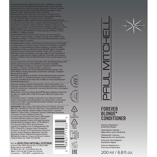 Paul Mitchell Forever Blonde Conditioner, Repairs + Deeply Hydrates, Ideal For Bleached + Lightened Hair