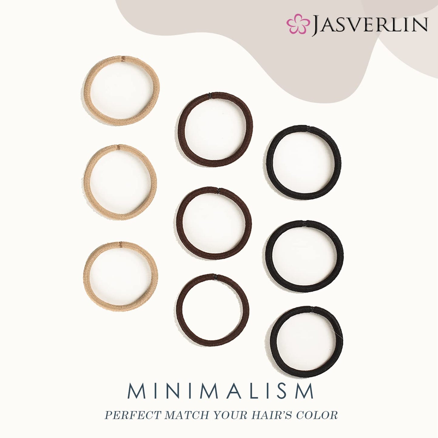 JASVERLIN Black Thick Hair Ties - 6mm Thickness Hair Elastics Tie Ponytail Holders for Women Girls Thick Curly Hair Rubber Bands Durable Stretchy Nylon Hairties for Ponytails Braids 48 Count (Black)