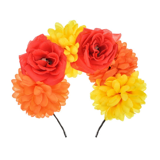 June Bloomy Day of the Dead Headpiece Halloween Costume Headpiece Mexican Floral Crown Rose Headband