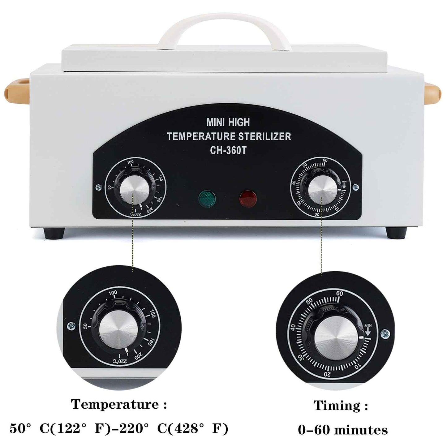 WINB High Temperature Sterilizer Autoclave Machine, Mini High Temperature Autoclave Machine with Timer 110V 300W, 1.5L Capacity, for Dental Tools, Nail Salon & Barber Equipment with Handle