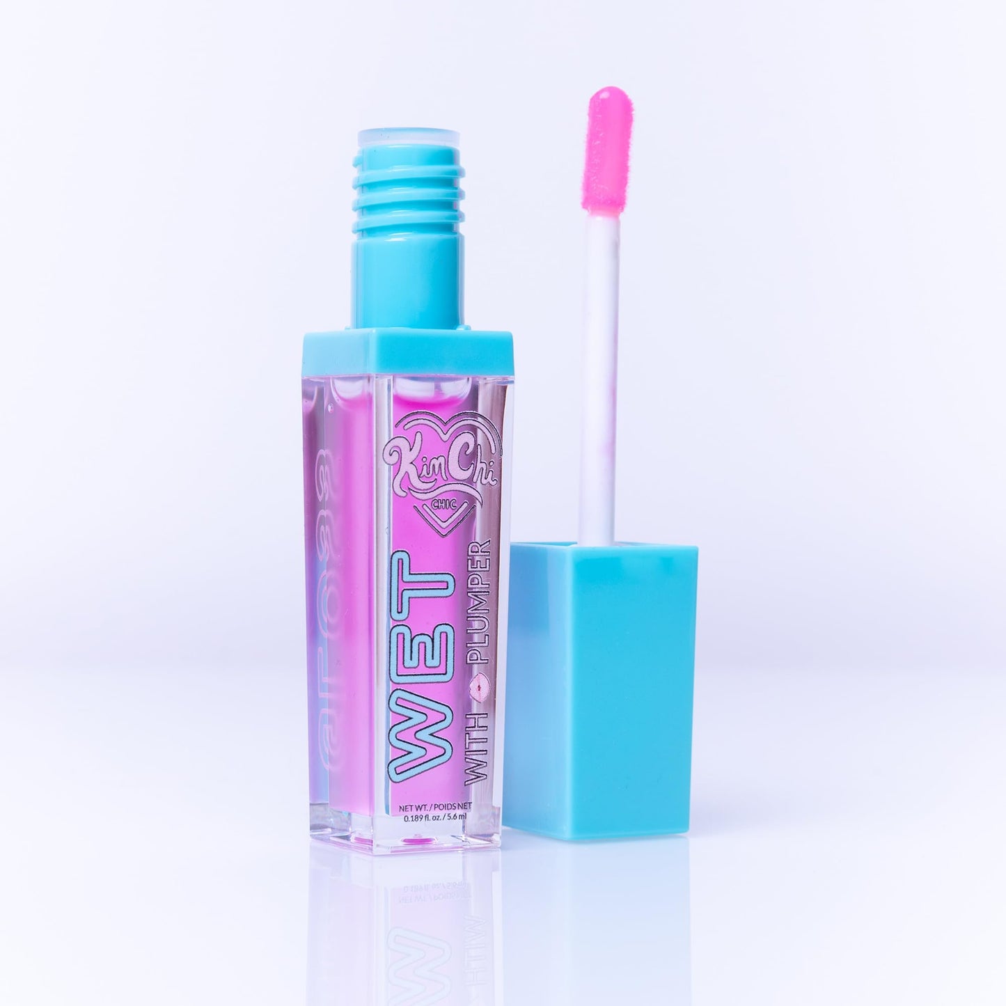 Kimchi Chic Beauty High Shine Wet Gloss Lip Plumping Lip Gloss, High Shine, Non-Sticky, Super Lightweight and Vegan Lip Gloss, Translucent Hot Pink, 03 Miami, 5.6ml