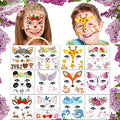 Animal Face Temporary Tattoo Stickers - 12 Sheets Water Transfer