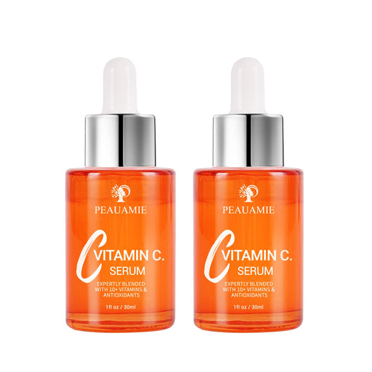 Peauamie Vitamin C Serum for Face(1 Fl Oz/2 Pack) Anti Aging Serum with 2% Hyaluronic Acid and 1% Retinol Ferulic Acid,Moisturizer Serum for Fine Lines and Wrinkles