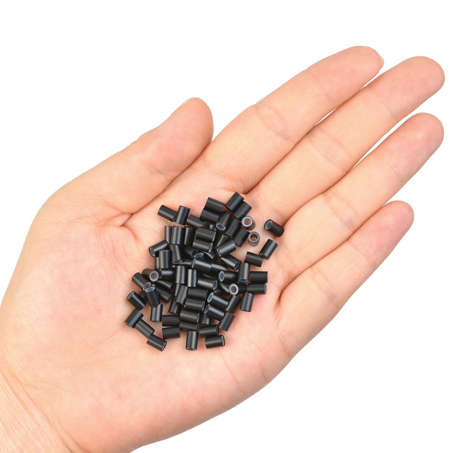 500 Pcs Silicone Lined Micro Rings Links Beads 4.0 * 2.8 * 6.0 mm Copper Hair Beads for Copper Hair Extensions (Black)