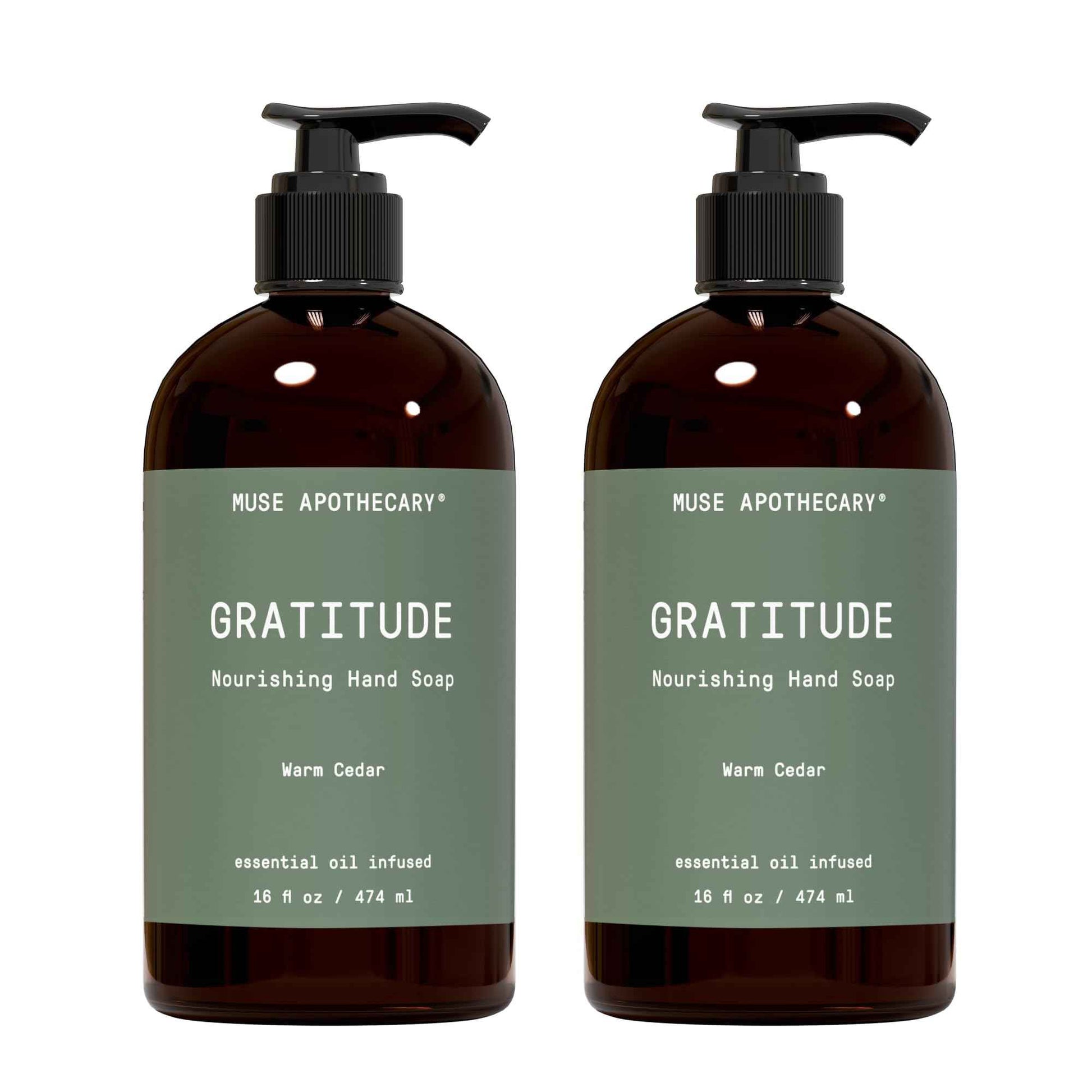 Muse Apothecary Hand Ritual - Botanical Collection - Aromatic and Nourishing Hand Soap, Infused with Natural Aromatherapy Essential Oils - 16 oz, Warm Cedar, 2 Pack