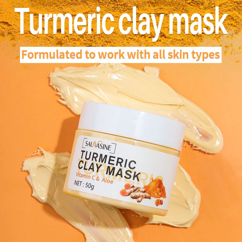 Lanthome Turmeric Vitamin C Face Mask, Hydrating Cleansing Blackheads,Turmeric Clay Mask for Controlling Acne, Oil and Refining Pores