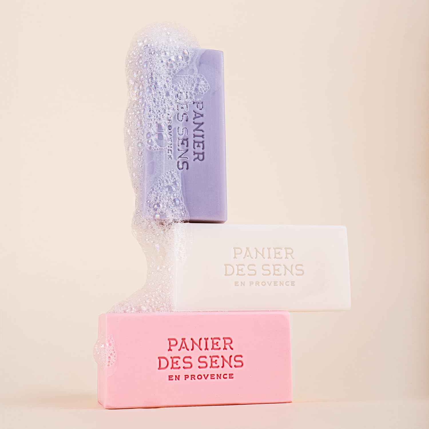 Panier des Sens - Bar Soap Gift Set for Women - Cotton, Rose, Lavender Soap Bars - & Birthday Gifts for Her - Hand & Body Soap Bars with Shea Butter - 97% Natural Ingredients - 3x3.5oz