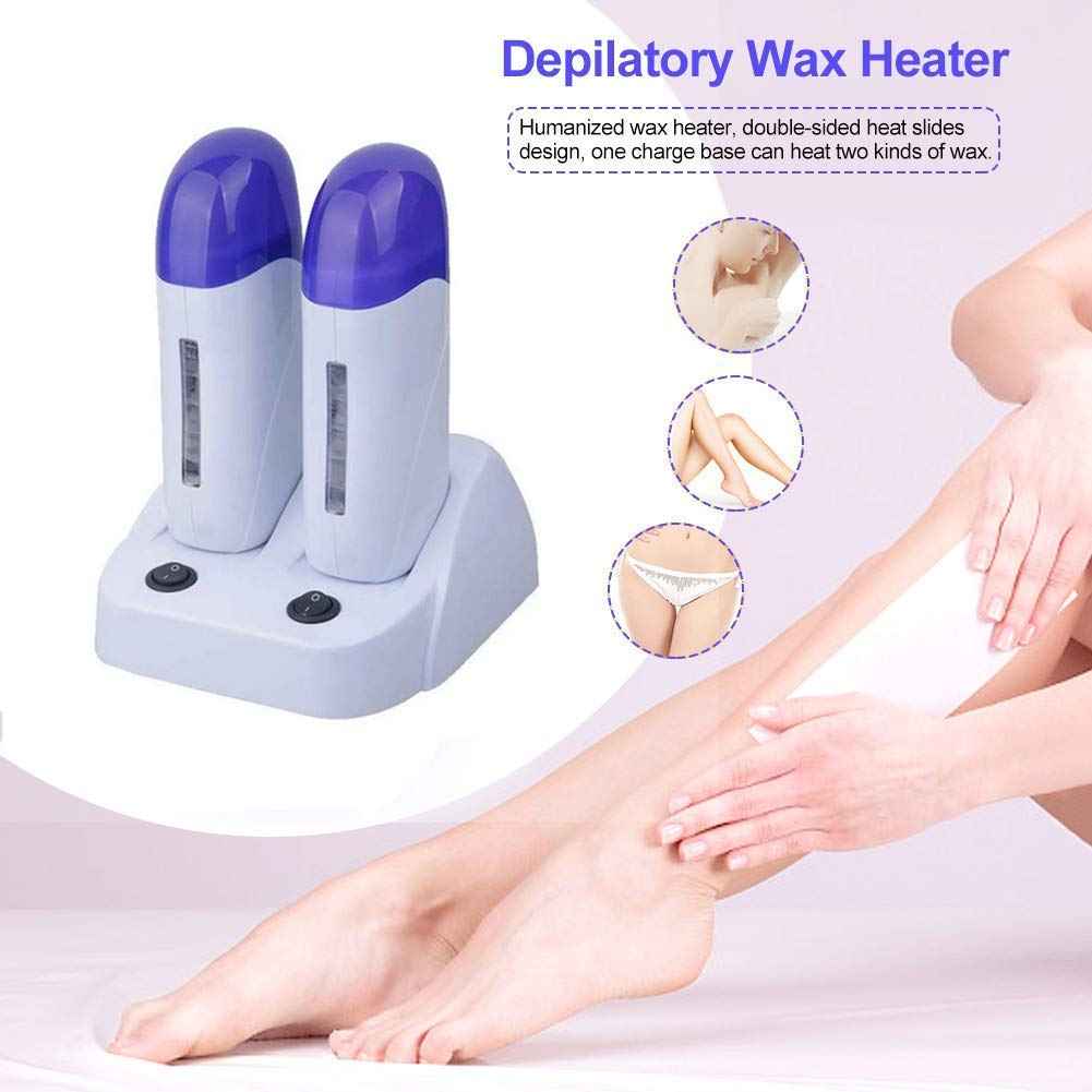 Nynelly Portable Double Depilatory Roll on Wax Warmer with Heater Base for Women Men Hair leg, Armpit, Bikini
