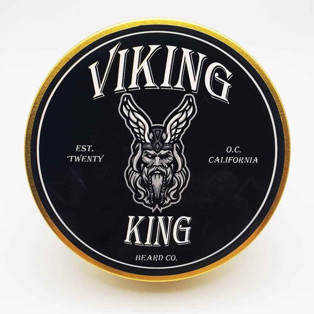 VIKING KING BEARD CO. Beard Balm - Gold (Spiced Vanilla Tobacco)- All Natural Beard Softener and Conditioner - Men's Grooming Product - 4 Ounce Tin