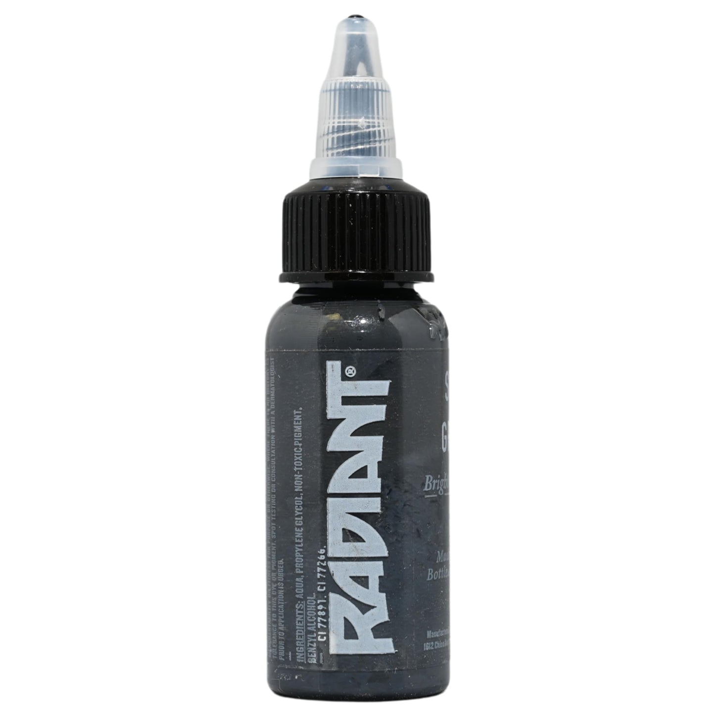 Radiant Colors Sly Gray Tattoo Ink 1oz Smooth Mid Gray Tone for Shading Blending and Soft Contrast