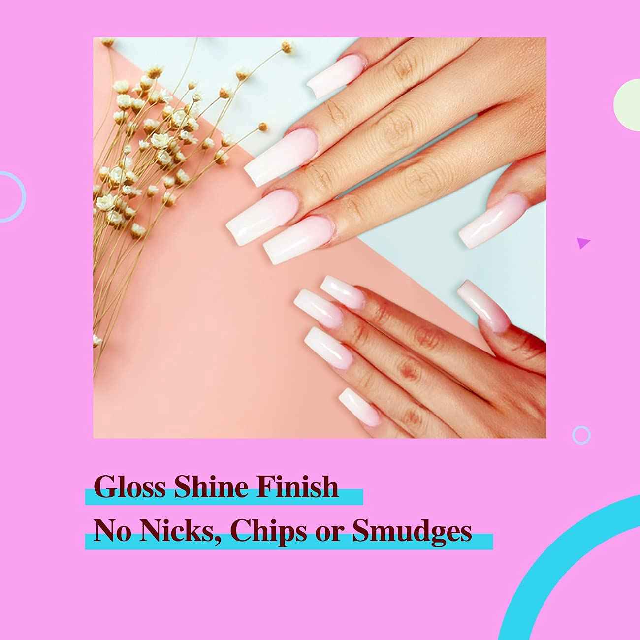 AIMEILI Gel Nail Polish No Wipe Top and Base Coat Set, and Clear Color Pink Nude White Soak Off Gel Nail Polish Set Of 12pcs X 8ml