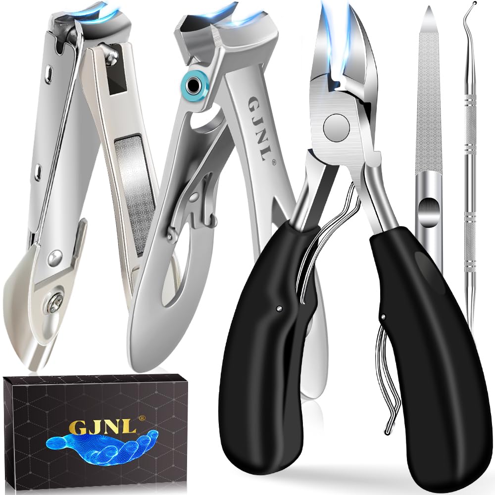 Toenail Clippers for Seniors Thick Nails - 37mm/16mm Wide Jaw Opening Large Mouth Toe Nail Clippers, 5PCS Heavy Duty Toenail Clipper for Men Seniors Perfect Gifts for Men Women