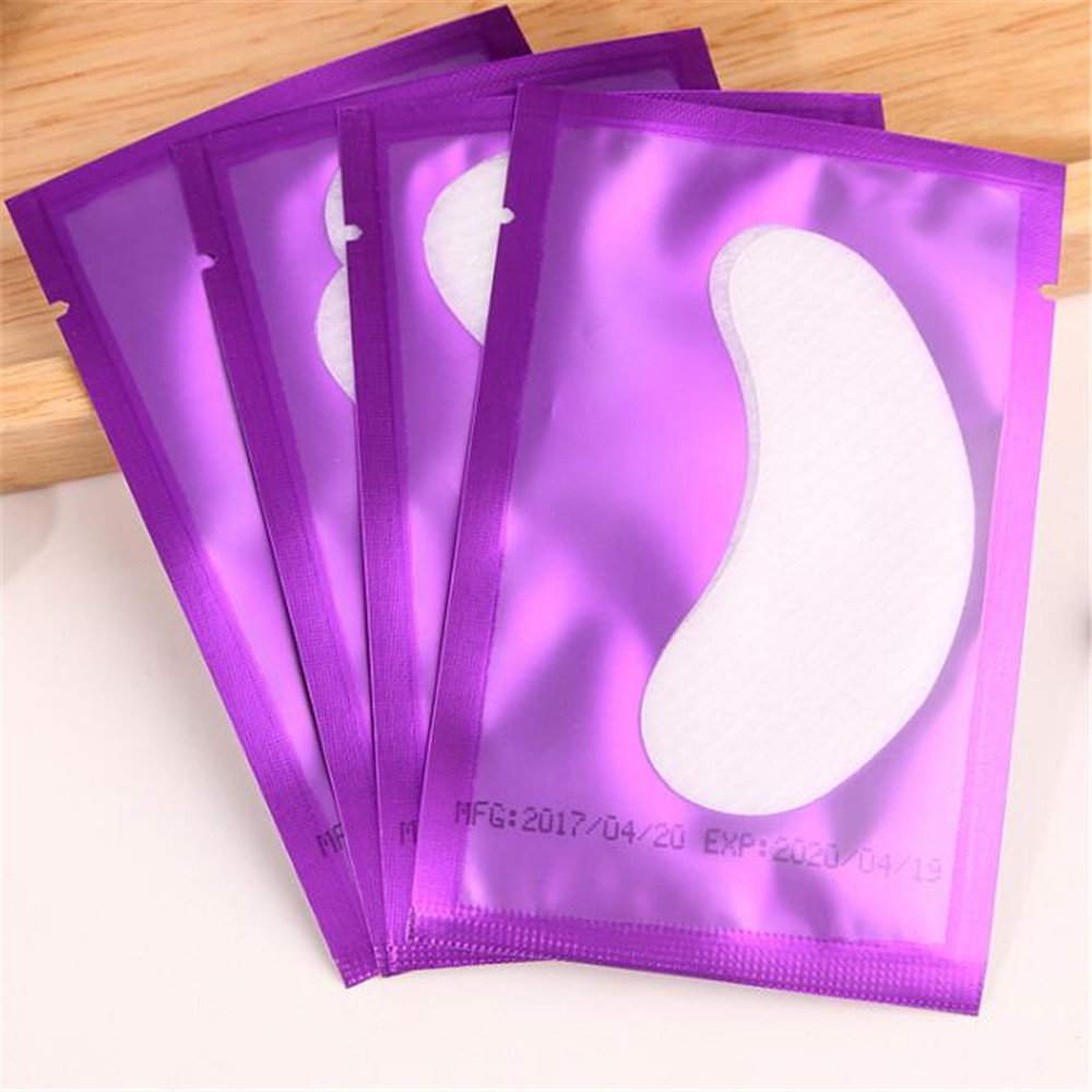 100 Pairs Set，Eye Gel Patches,Under Eye Pads Lint Free Lash Extension Eye Gel Patches (purple)