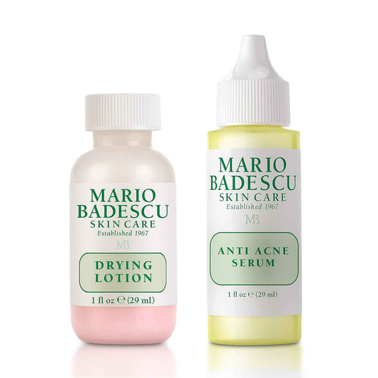 Mario Badescu Drying Lotion & Anti Acne Serum Bundle | Fast-Acting Blemish Spot Treatment & Clarifying Gel for Clogged Pores | With Salicylic Acid, Sulfur, Zinc Oxide & Glycerin