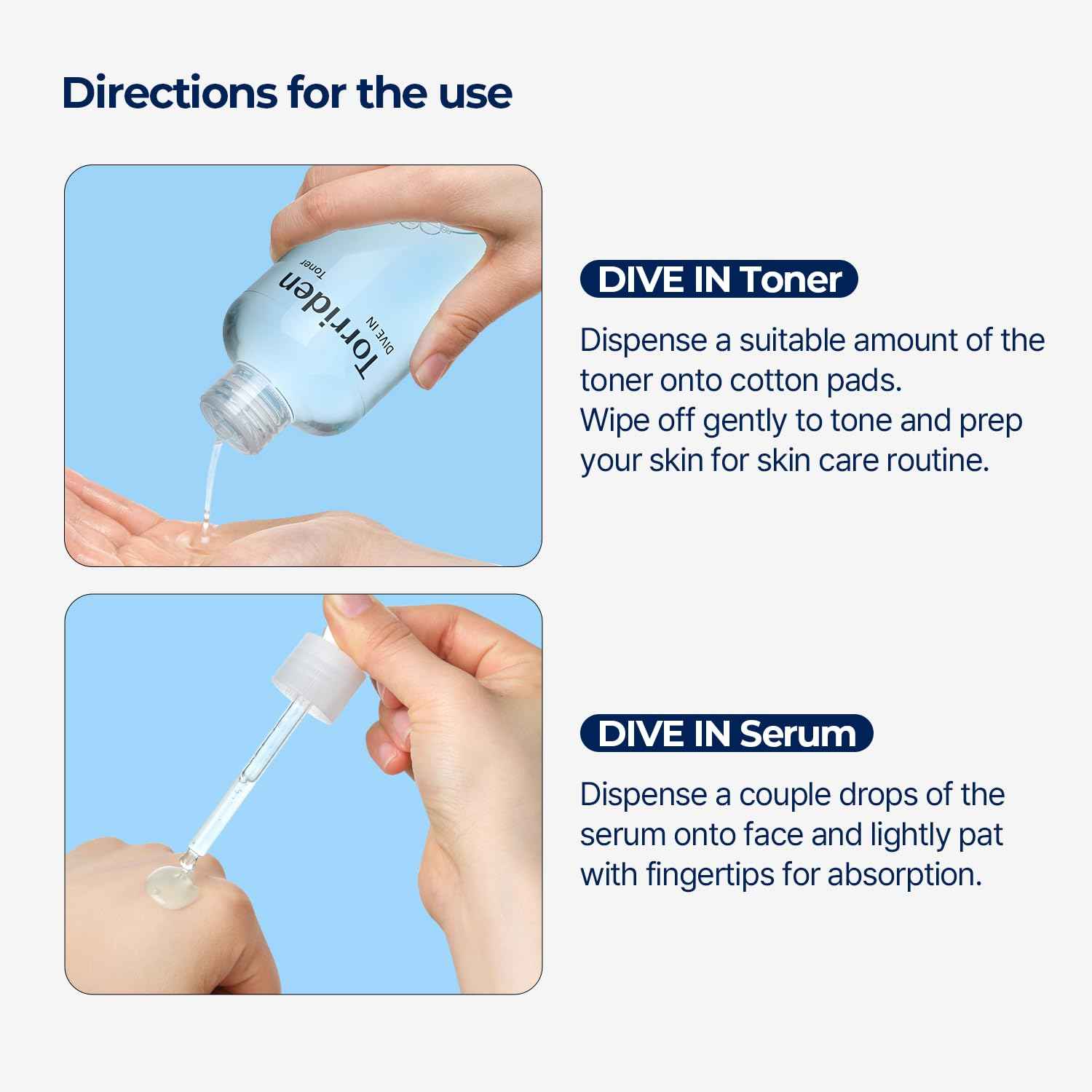 TORRIDEN Dive-in Low-molecular Hyaluronic Acid Serum 1.69 fl oz + Toner 10.14 fl oz | Vegan Clean Cruelty Free Facial Ampoule Moisturizer Astringent Alcohol-Free Fragrance-Free