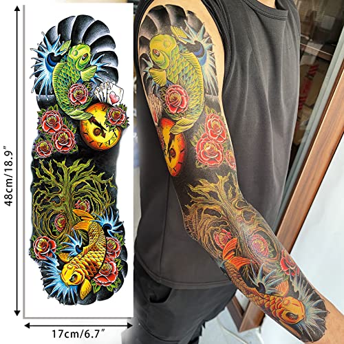 Aresvns Full Arm Temporary Tattoos for Men and Women,Temporary Tattoo Waterproof Sleeve Tattoo Last Long for Adults for BBQ Pool Beach Party