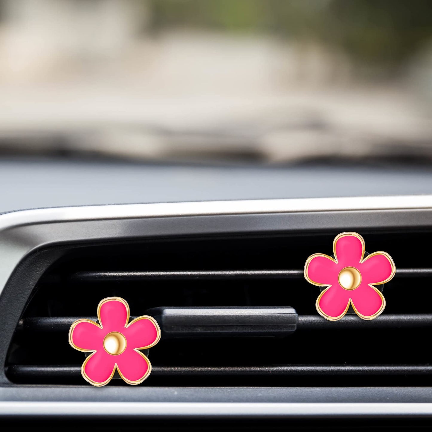 Frienda 6 Pcs Daisy Flower Air Vent Clip Air Freshener Outlet Clip Car Air Conditioning Clip Charm Car Inter Decor(Red, 2.5 cm, 3 cm, 3.3 cm)