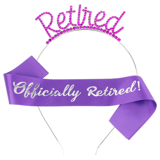 Semato Retirement Gift for Woman Purple Retirement Sash & Retired Tiara Kit Happy Retirement Party Decorations Best Retirement Gifts