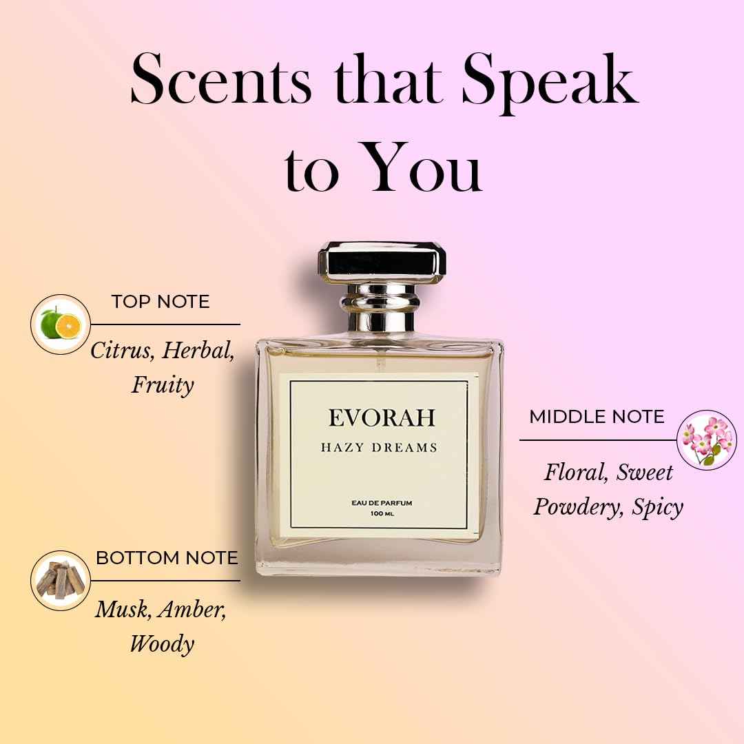 House Of Evorah Hazy dreams (3.38 fl oz) Women's Eau De Parfum | Skin friendly long lasting perfume I fruity perfume I Premium luxury fragrance