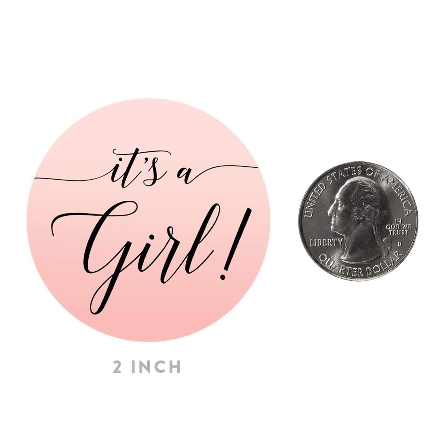 Andaz Press Blush Pink Rose Elegant Party Baby Shower Collection, Round Circle Label Stickers, It's a Girl!, 40-Pack, Favors Decor Envelope Seals