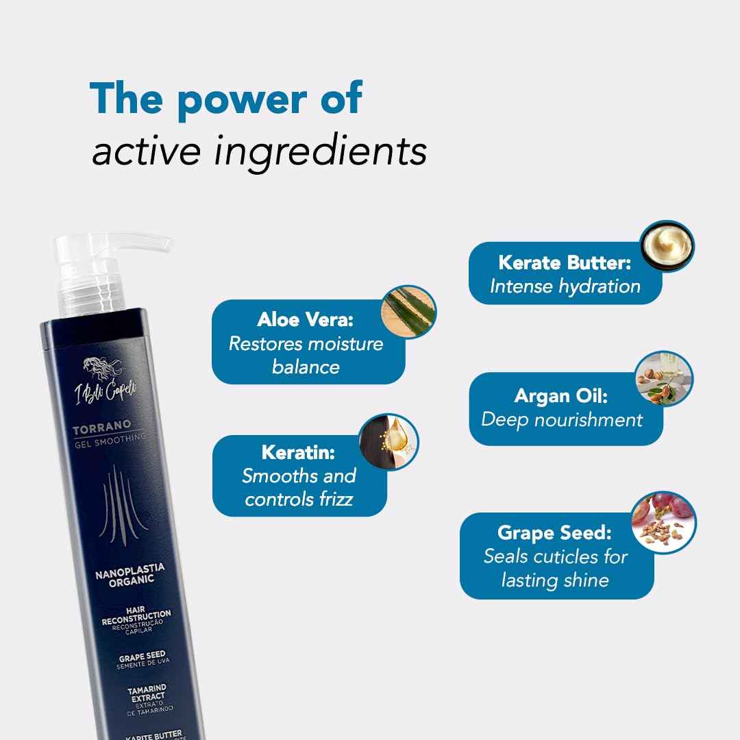 I Belli Capelli Torrano Liquid Nanoplastia Keratin Hair Treatment- Straightening in 1 Step, Formaldehyde Free-Nanoplastia Para Alisar Cabello, Keratina Organica Sin Formol Para Alisar(16.9Fl.oz/500ml)
