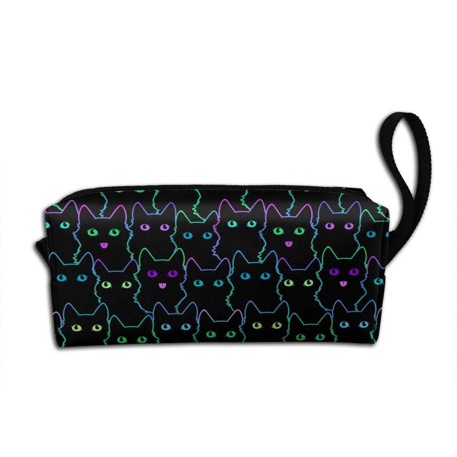 MOLIAN Cute Cat Silhouettes Makeup Bag For Women, Portable Cosmetic Bag Zipper Pouch Travel Toiletry Organizer Bag