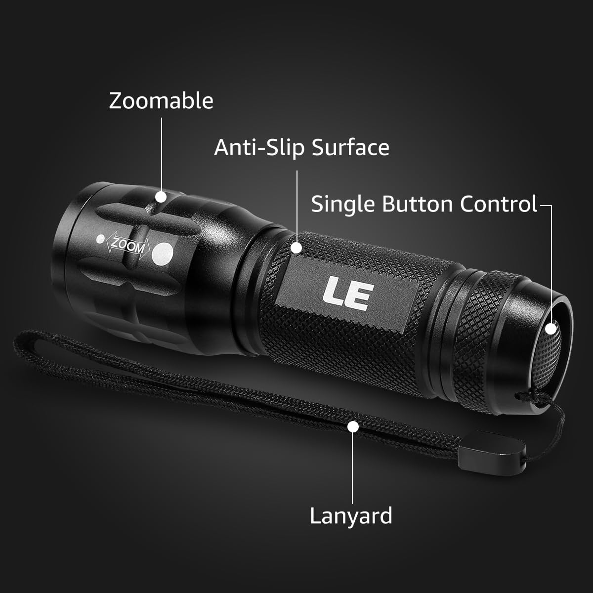 Lighting EVER LED Flashlights High Lumens, Small Flashlight, Zoomable, Waterproof, Adjustable Brightness Flash Light for Outdoor, Emergency, Camping, AAA Batteries Included, 2 Pack