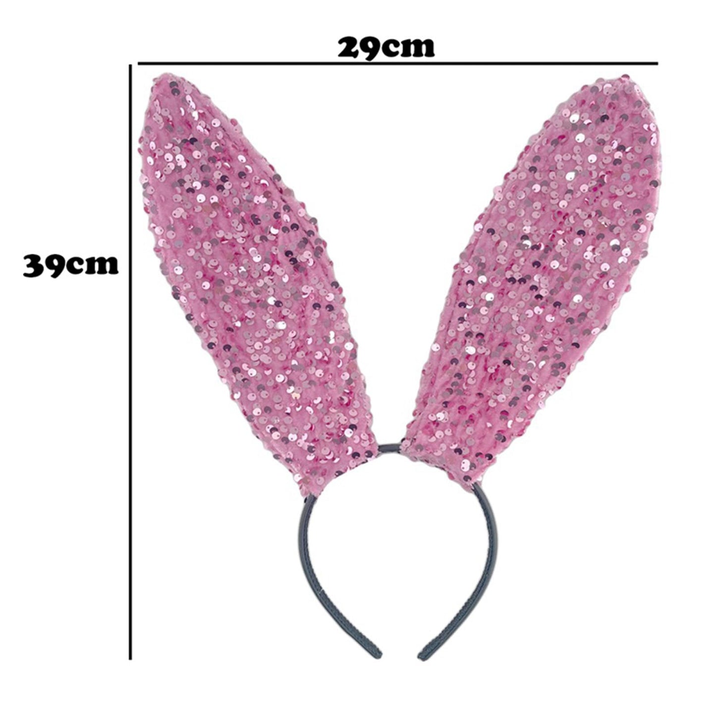 Xansema Women Girls Bunny Headband Sequins Rabbit Ear Hairband Halloween Cosplay Costume Party Hairband Accessories (White, one size)