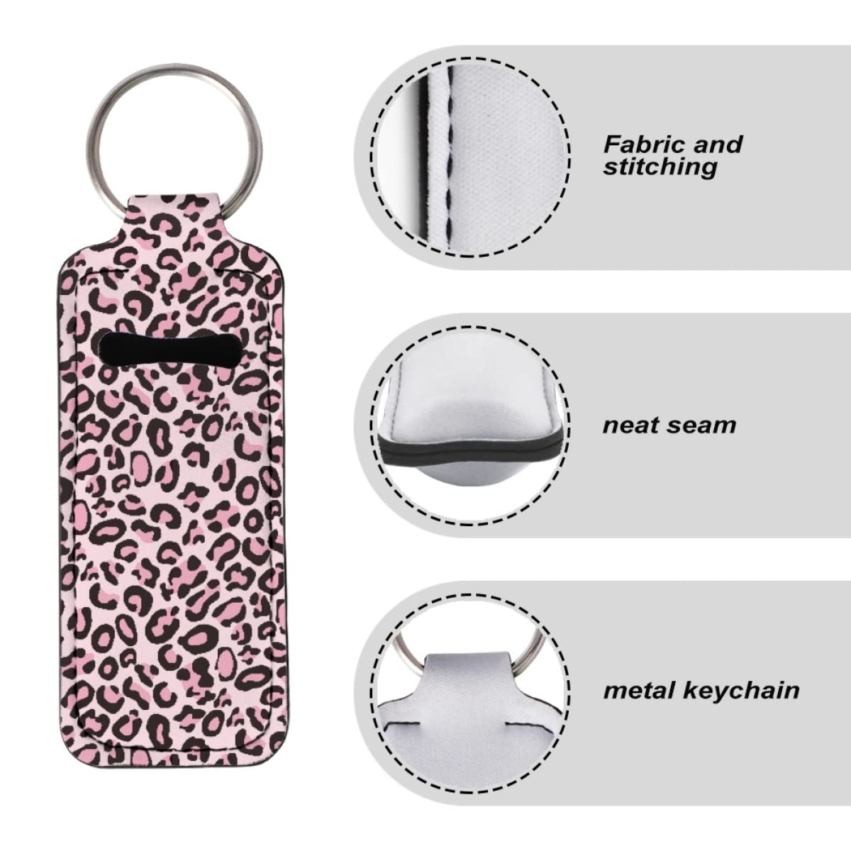 JooMeryer 1 Pack Chapstick Holders Keychains Bag Accessories Lip Balm Holsteror Lipstick Portable Sleeve Pouch for Adult Women Girls,Pink Leopard