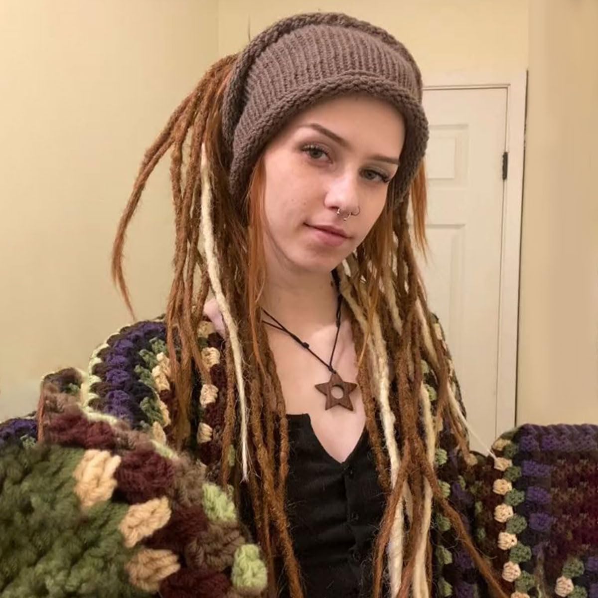 Sangtok 24 inch 15 pcs Dreadlock Extensions, Single Ended Thin 0.6cm Honey Brown Dreads Extensions, Synthetic SE Dreadlock Extensions Reggae Hippie Crochet Dreads for Women