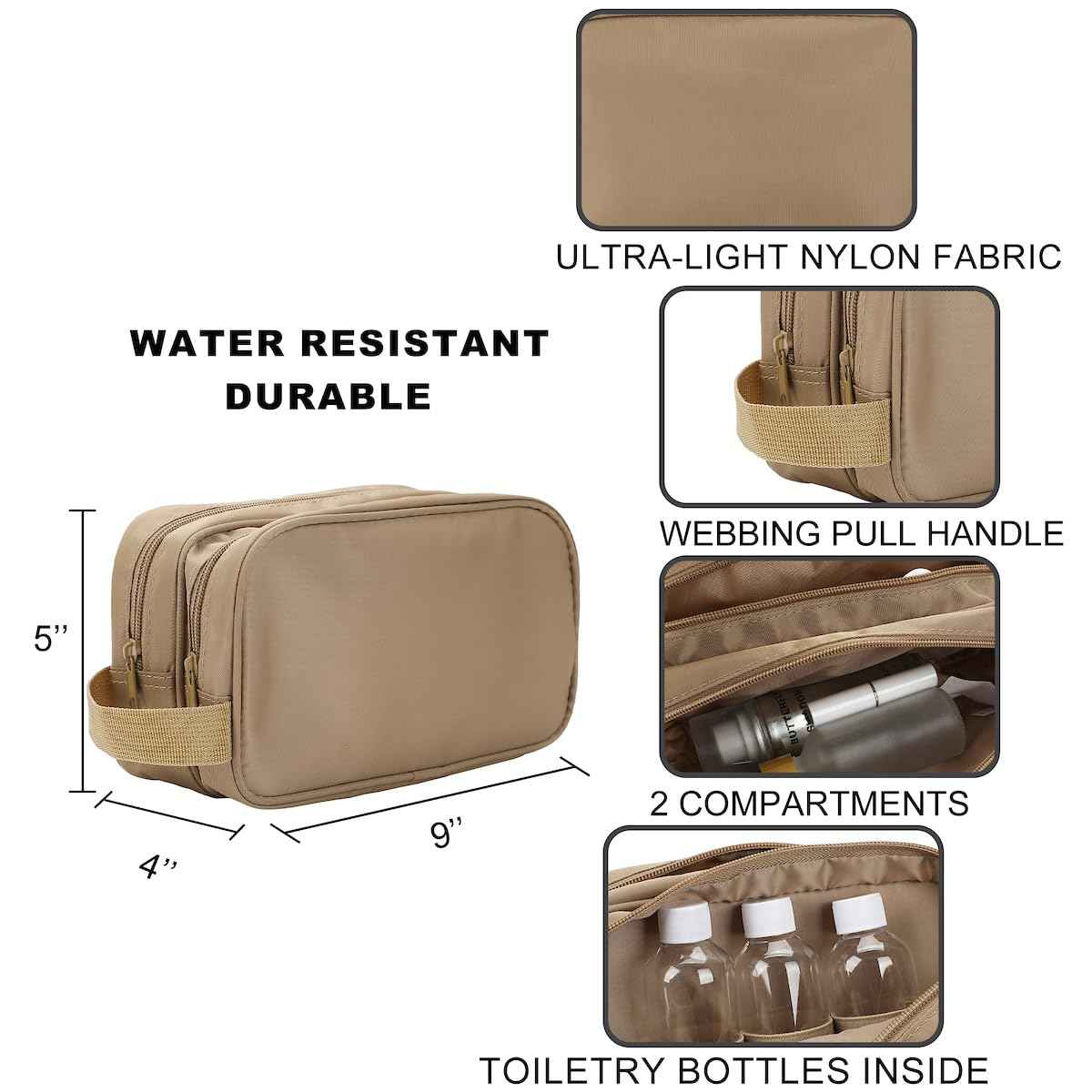 Bioworld Dual Compartment Beige Toiletry Cosmetic Kit