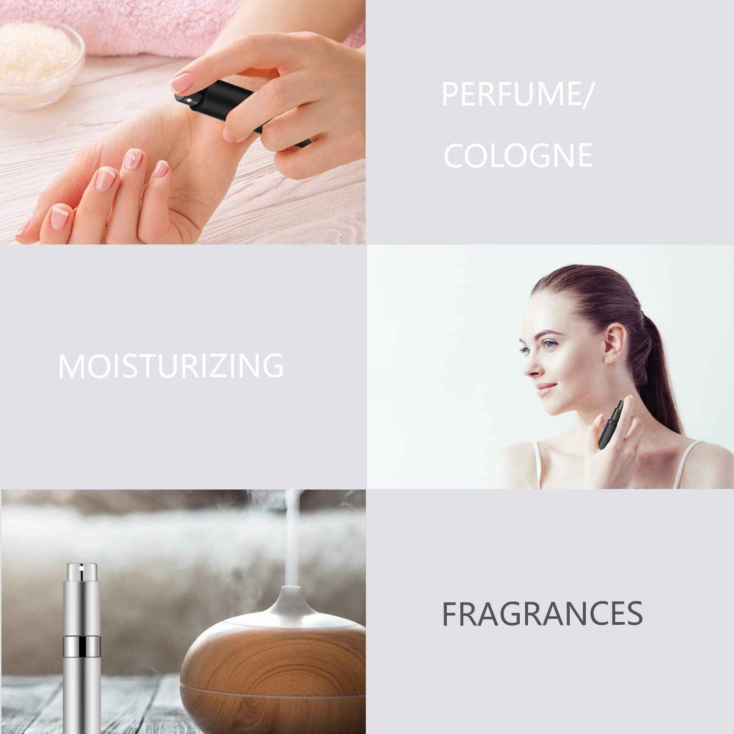 Lil Ray 8ml Portable Mini Perfume Atomizer, Refillable Empty Small Spray Bottle for Travel, Twist Tpye Pocket Cologne Sprayer (Silver)