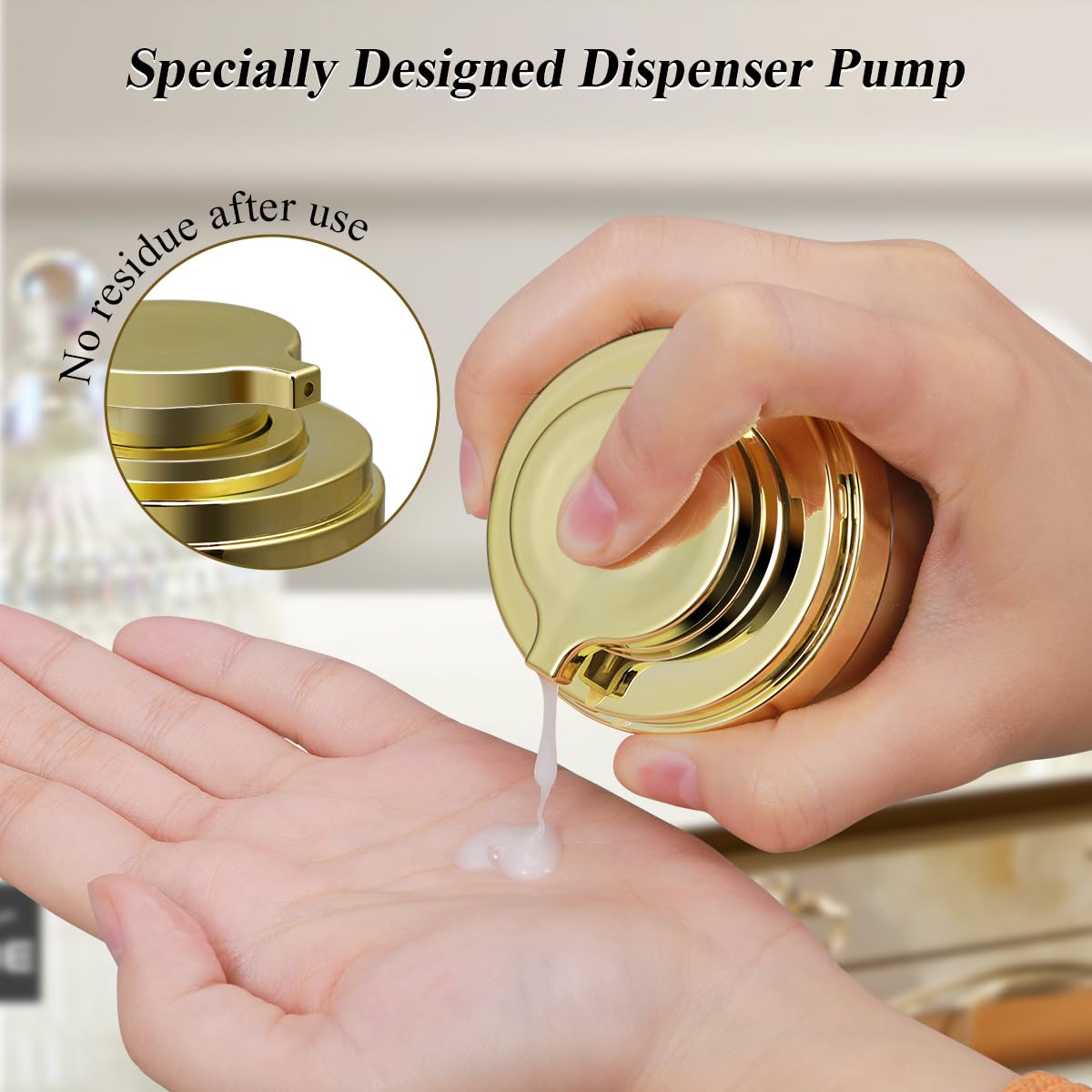 UMETASS 2-Pcs 1 oz Airless Pump Jar, Refillable Cream Jar Vacuum Bottle Travel Size Empty Container for Cream and Lotion (1 oz-Gold)