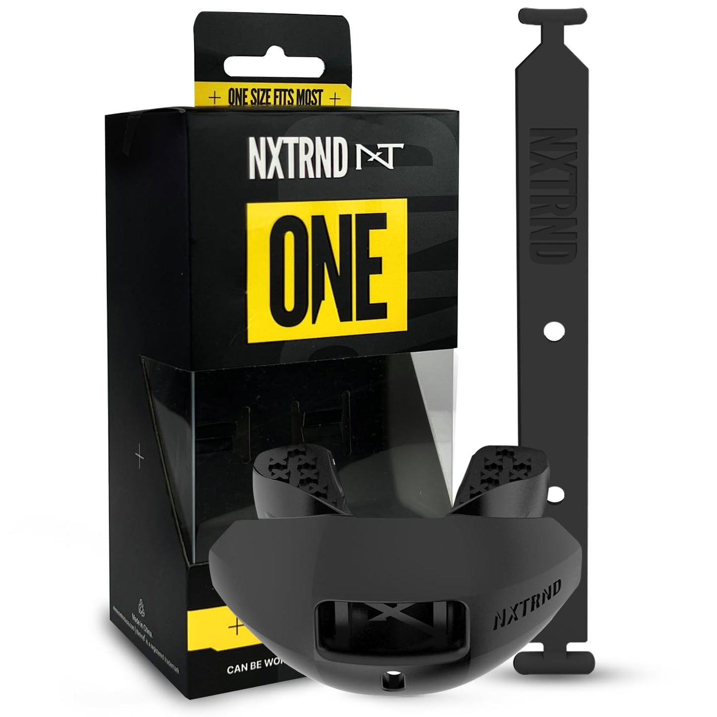 Nxtrnd One Football Mouth Guard, Strap Included, Fits Adult & Youth (Black)