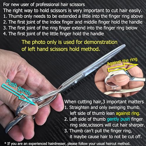 KINSARO Left Hand Hair Cutting Scissors 6 Inch Japan 440C Steel Professional Shears