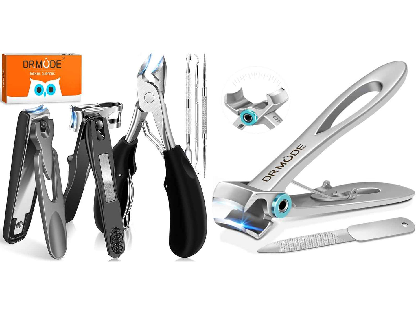 Toenail Clippers for Seniors Thick Toenails, Heavy Duty Wide Opening Toe Nail Clippers for Men Thick Ingrown Nails, Large 360 Degree Rotary Anti-Splash Finger Nail Clippers Adult with Catcher