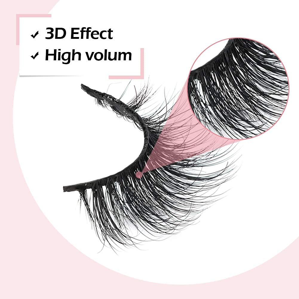 Arison Lashes 3D Mink Lashes False Fake Eyelashes Wispy Strips Silk Reusable Handmade Real Long Fur Soft Dramatic Natural Look 1 Pair Package for Women Makeup(3D661)