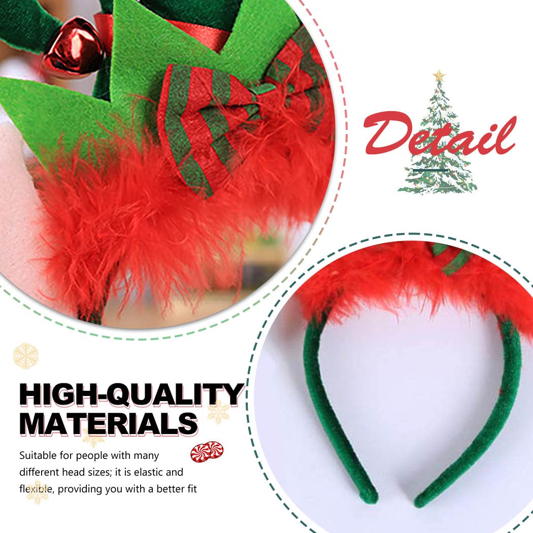 Werhonton Christmas Headband Elves Hat Headwear Holiday Costume Hairband for Women and Girls (1pcs)