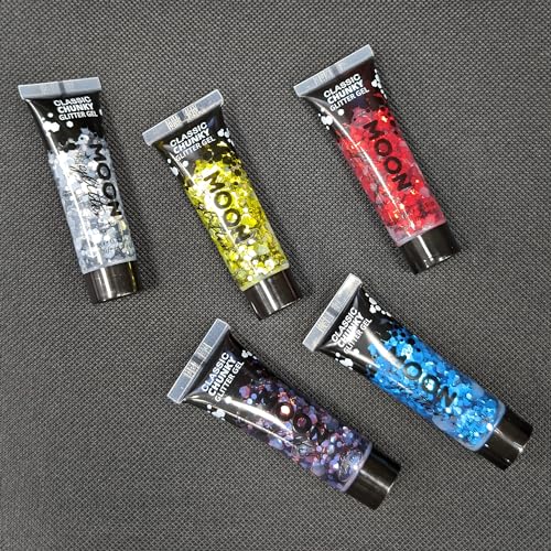 Classic Chunky Glitter Gel by Moon Glitter - 0.40fl oz - Glitter Face Paint - Set of 5